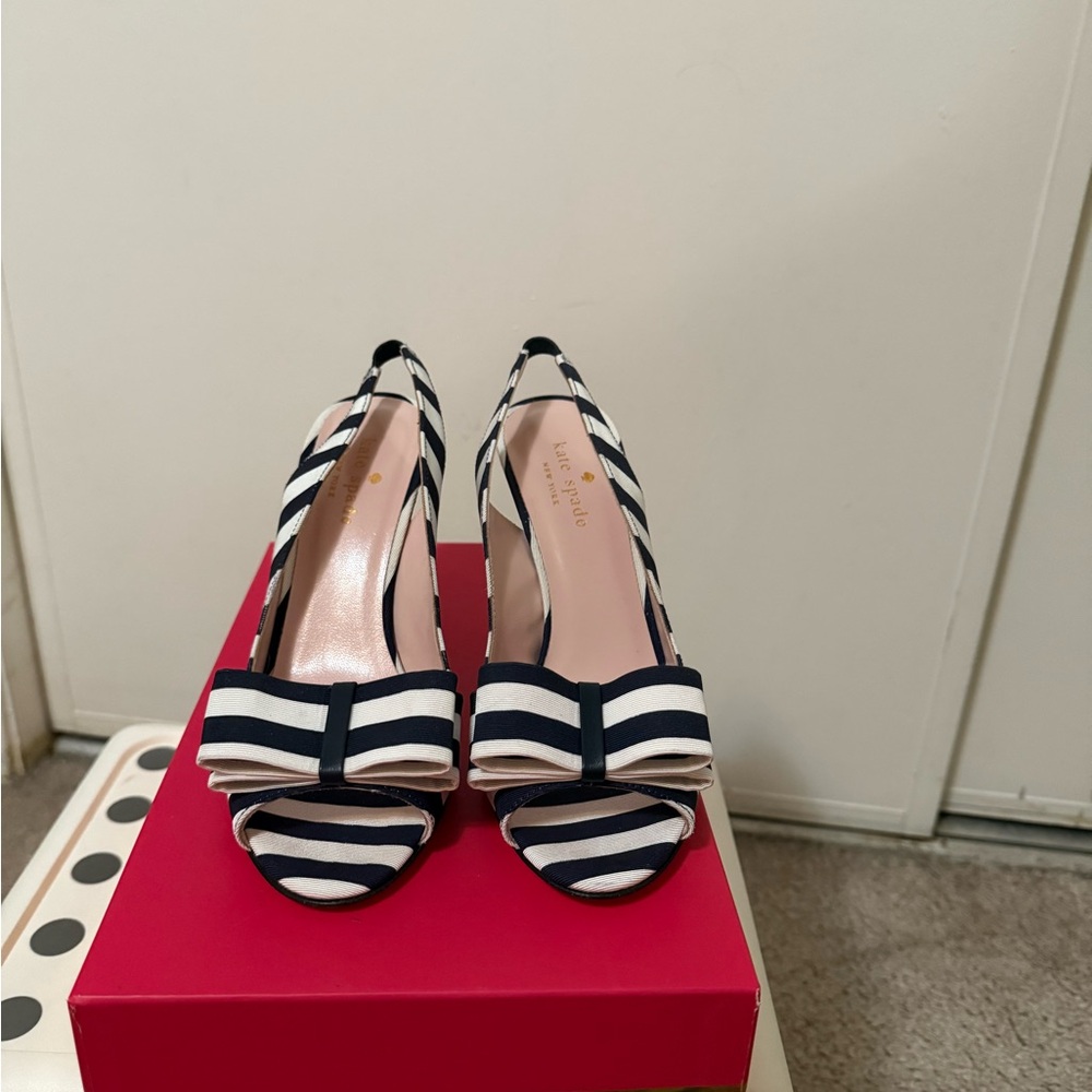 Kate Spade Black and White Slingback Heels